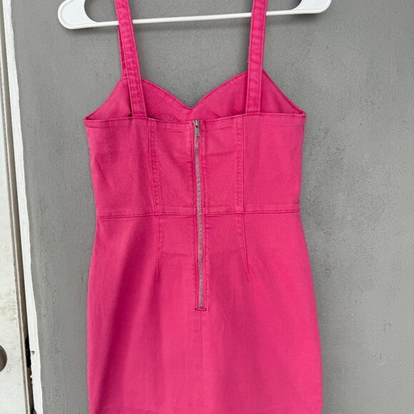 ASOS DESIGN denim mini dress with sweetheart neckline in pink *NEVER WORN* - Picture 3 of 11